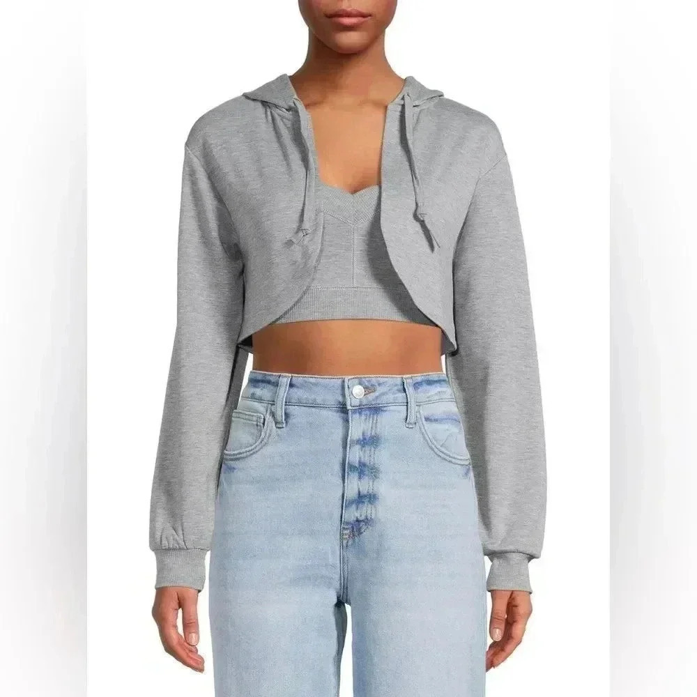 Almost Famous Women's Junior' Bralette & Bolero Hoodie, 2-Piece Set - Picture 1 of 4
